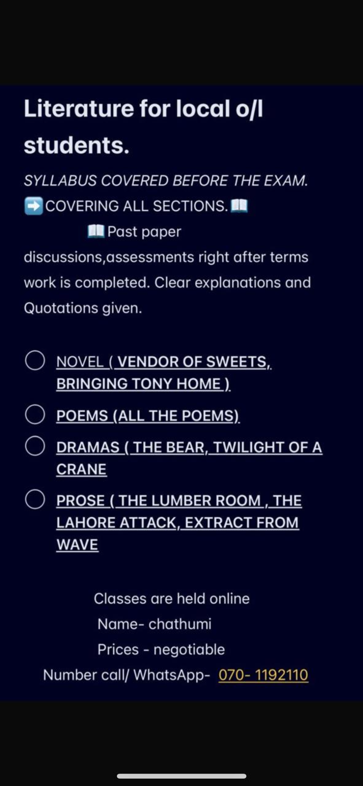 English literature for OL