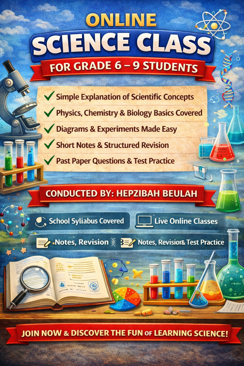 Science classes for grade 6 - 9
