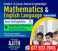 Individual visiting/Online Tuition - Mathematics and English language for Grade 6-11 (Local, Edexcel & Cambridge)
